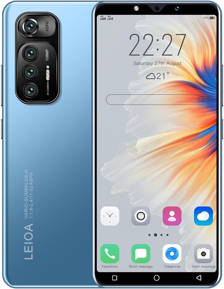 5.0 Inch HD Display, Dual SIM 3G/2G Cheap Mobile Phone, 16GB ROM?Expandable up to 128GB?, Android 9.0, WiFi/Bluetooth/Face Unlocked Phone (Blue)