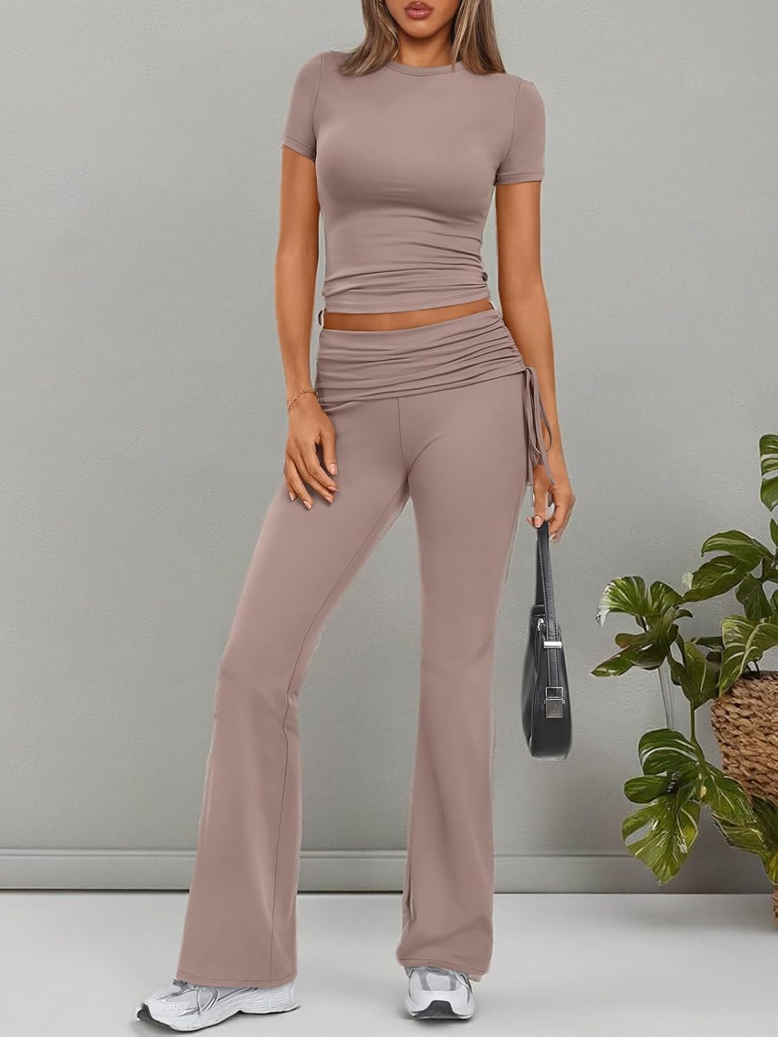 Trendy Queen Womens 2 Piece Outfits Lounge Sets Summer Y2k Short Sleeve Cropped Tops and Drawstring Flare Pants Tracksuits ? ? ? ? ? - Image 6