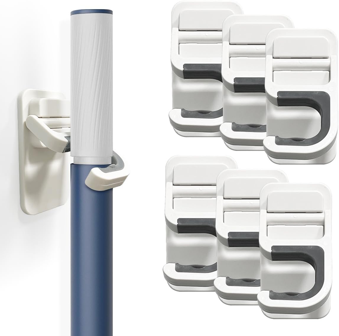 Broom Holder Wall Mount, Broom Holder Wall Mount Self Adhesive, Broom Wall Mount No Drilling Super Anti-Slip Mop and Broom Holder Dustpan Hanger for Home, Kitchen, Garden, Garage Storage 6Pack ? ? ? ? ?