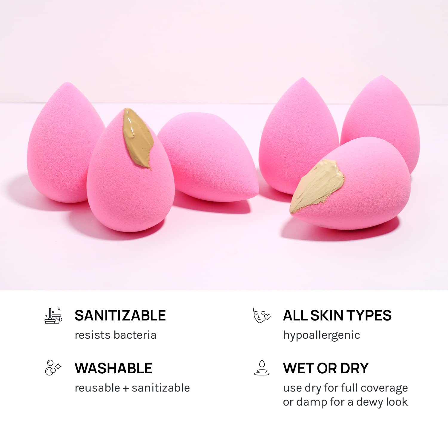 AOA Studio Collection makeup Sponge Set Latex Free and High-definition Set of 6 makeup Wonder blender For Powder Cream and Liquid, Super Soft Wonder Beauty Cosmetic ? ? ? ? ? - Image 5