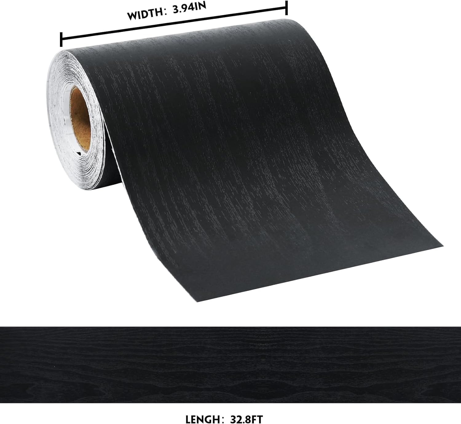 32FT Black Border Peel &Stick Black Wood Grain Wallpaper Border Removable Waterproof Bathroom Mirror Frame Sticker,3.94 Inches by 32.8 Ft ? ? ? ? ? - Image 4