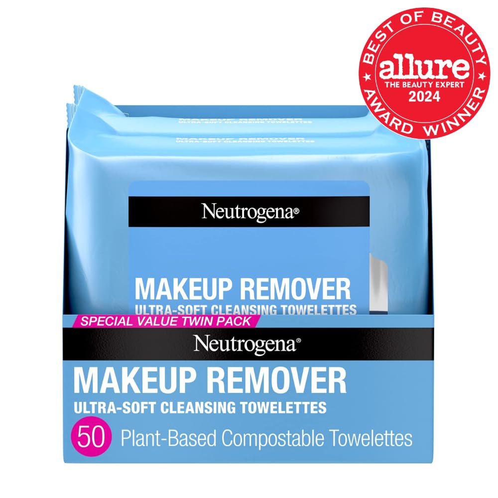 Neutrogena Makeup Remover Wipes, Ultra-Soft Cleansing Facial Towelettes for Waterproof Makeup, Alcohol-Free, Plant-Based, Twin Pack, 25 Count (Pack of 2) ? ? ? ? ? - Image 2