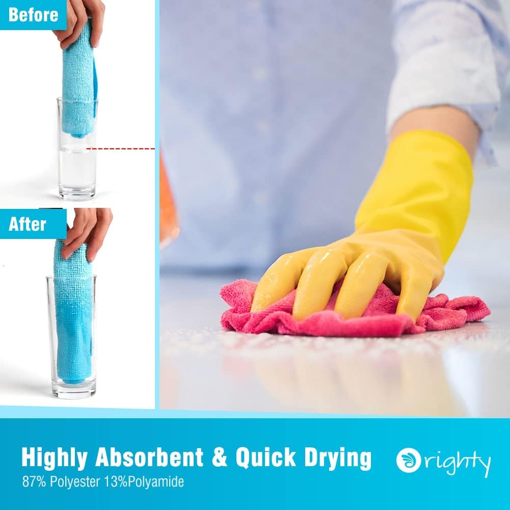 Orighty Cleaning Cloths Pack of 12, Highly Absorbent Microfiber Cleaning Supplies, Lint Free Cloths for Multiple-use, Powerful Dust Removal Clean Rags for House, Kitchen, Car Care(12x12 inch) ? ? ? ? ? - Image 3