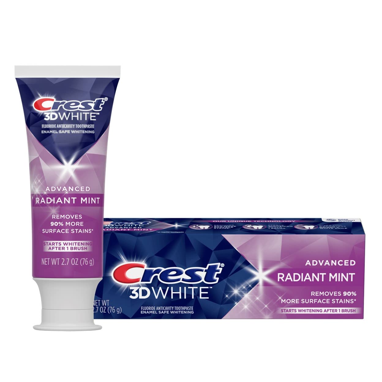 Crest 3D White Brilliance Toothpaste, Vibrant Peppermint, Travel Size 0.85 oz (24g) - Pack of 4 ? ? ? ? ? - Image 3