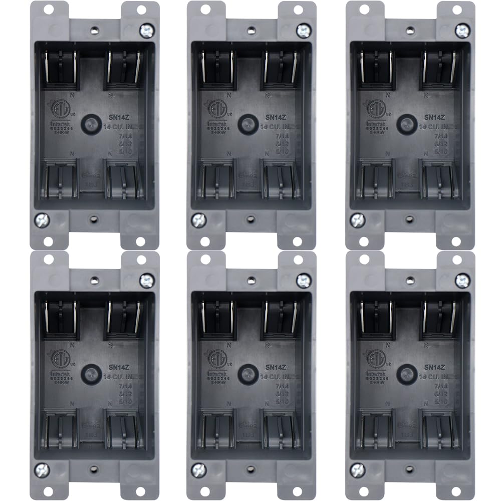 1 Gang Outlet Box,14cu Inch Old Work Box,Plastic Junction Box,ETL Listed and 2 Hours Fire Certification, for Home Improvement (6 Pack) ? ? ? ? ?