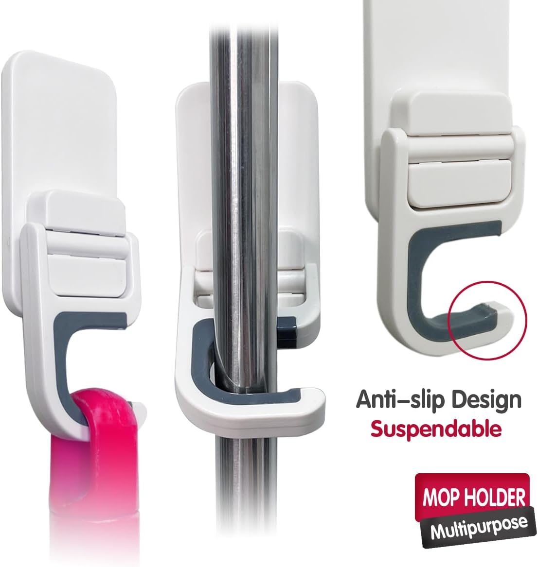 Broom Holder Wall Mount, Broom Holder Wall Mount Self Adhesive, Broom Wall Mount No Drilling Super Anti-Slip Mop and Broom Holder Dustpan Hanger for Home, Kitchen, Garden, Garage Storage 6Pack ? ? ? ? ? - Image 5