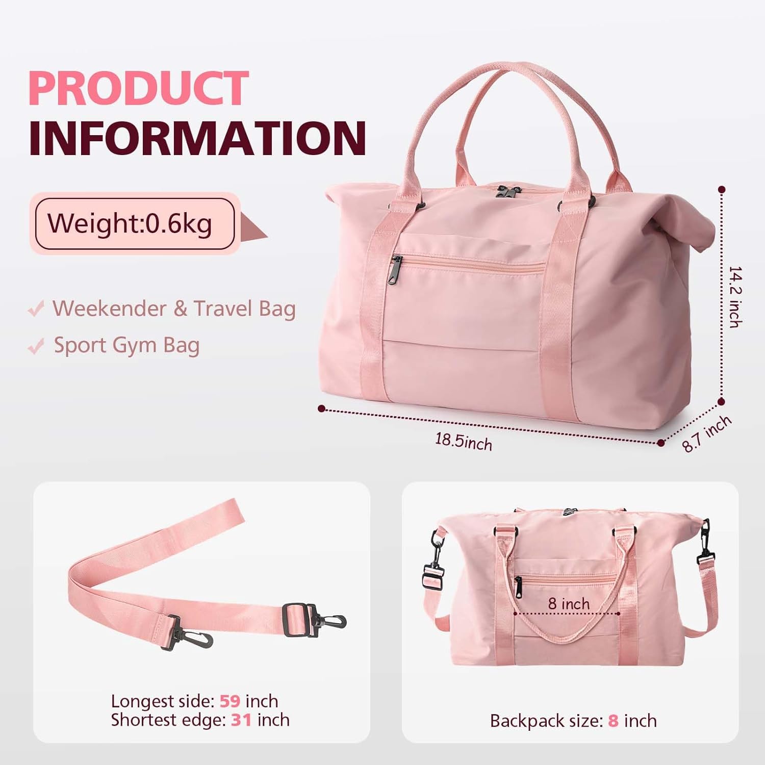Travel Duffle Bag, Waterproof Weekender Bag Carry On Tote Bags for Women, Travel Essentials Sport Gym Bag for Men, Hospital Bag for Labor and Delivery, Overnight Bag Luggage Bag with Trolley Sleeve ? ? ? ? ? - Image 5