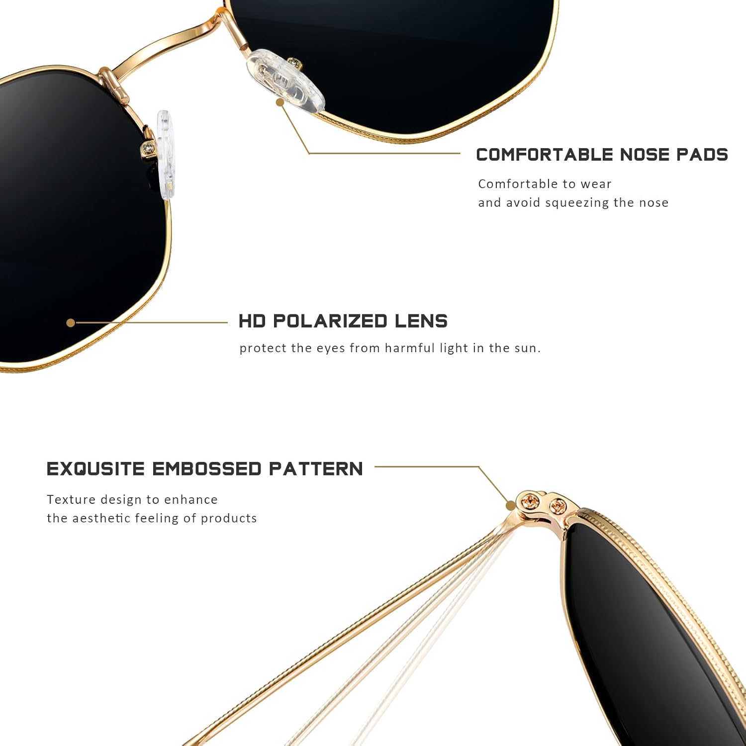 Polarized Sunglasses for Womens Men Trendy Square Hexagonal Flat Mirrored Sun Glasses UV Protection ? ? ? ? ? - Image 3