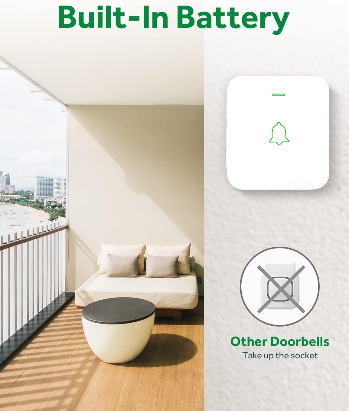 AVANTEK Wireless Door Bell, WA-11 Waterproof Battery Operated Doorbell Chime Operating at 1000 Feet, Portable Door Chime kit with 52 Melodies, 5 Volume Levels, and CD Quality Sound ? ? ? ? ? - Image 2