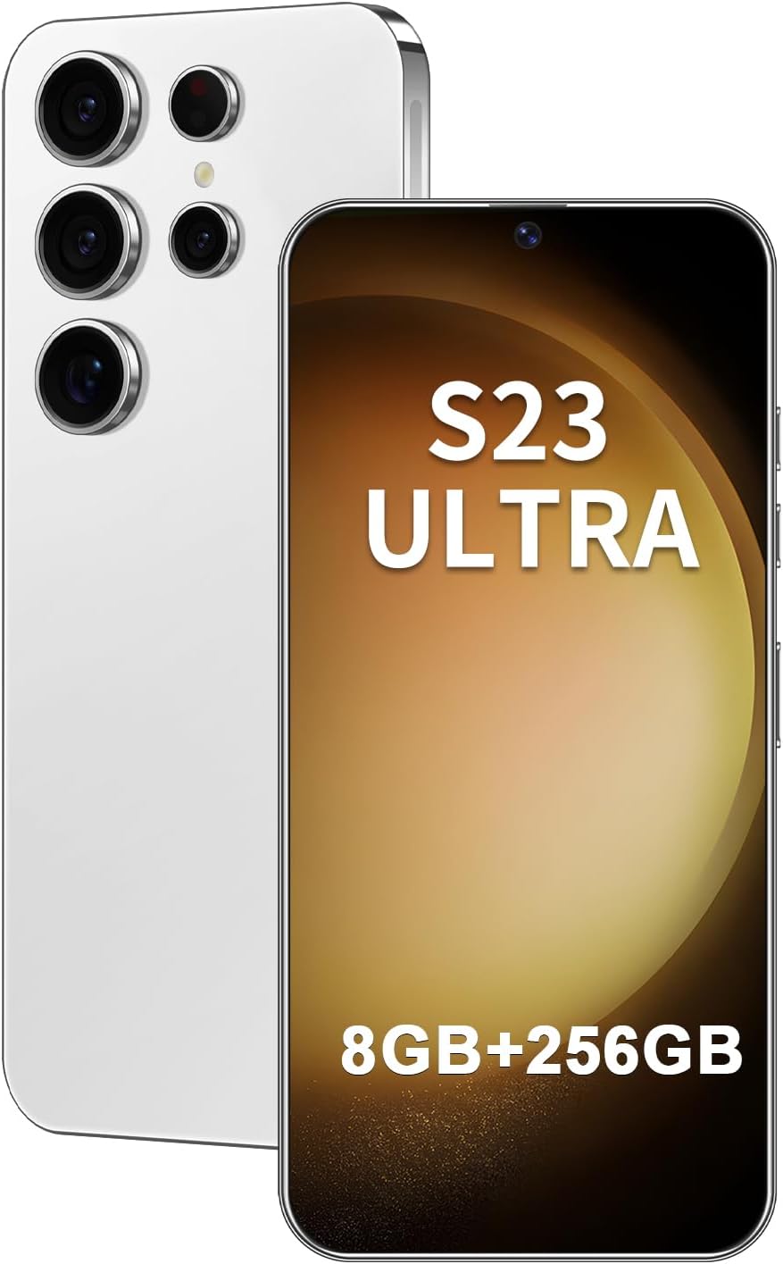 Unlocked Android Phone S23 Ultra Cellphone Android 13 Smart Mobile Phone 8-core 8GB+256GB Cell Phone 6.8 inch HD Screen Mobile Phone 108MP+48MP Camera 6800 mAh Battery 4G Dual SIM (White) ? ? ? ? ?