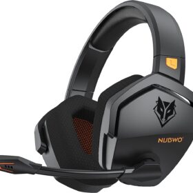 NUBWO G06 Dual Wireless Gaming Headset with Microphone for PS5, PS4, PC - 23ms Low Latency Audio - 100-Hour of Playtime - 50mm Drivers (Black-Orange) ?   ?   ?  ?   ?