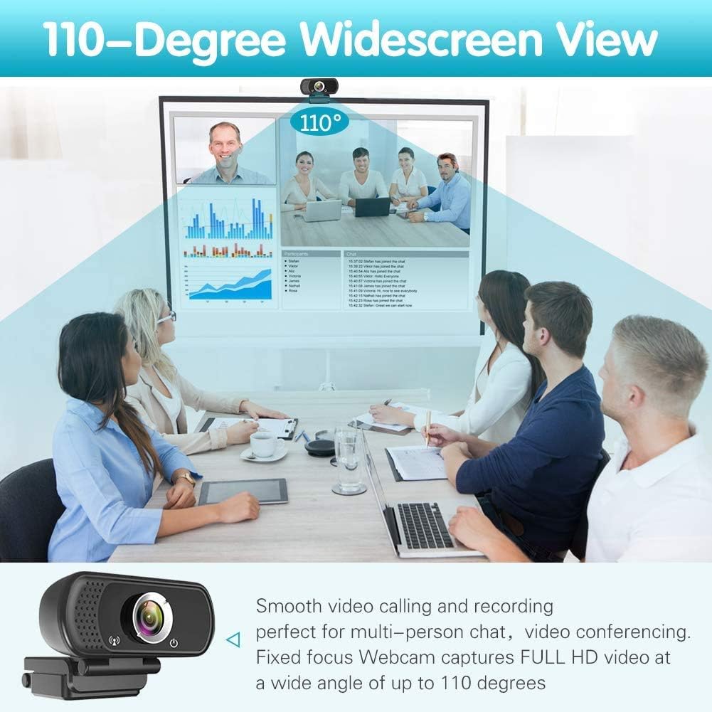 Webcam HD 1080p ,Live Streaming Web Camera with Stereo Microphone, PC Desktop or Laptop USB Webcam with 110 Degree View Angle, HD Webcam for Video Calling, Recording, Conferencing, Streaming, Gaming - Image 4
