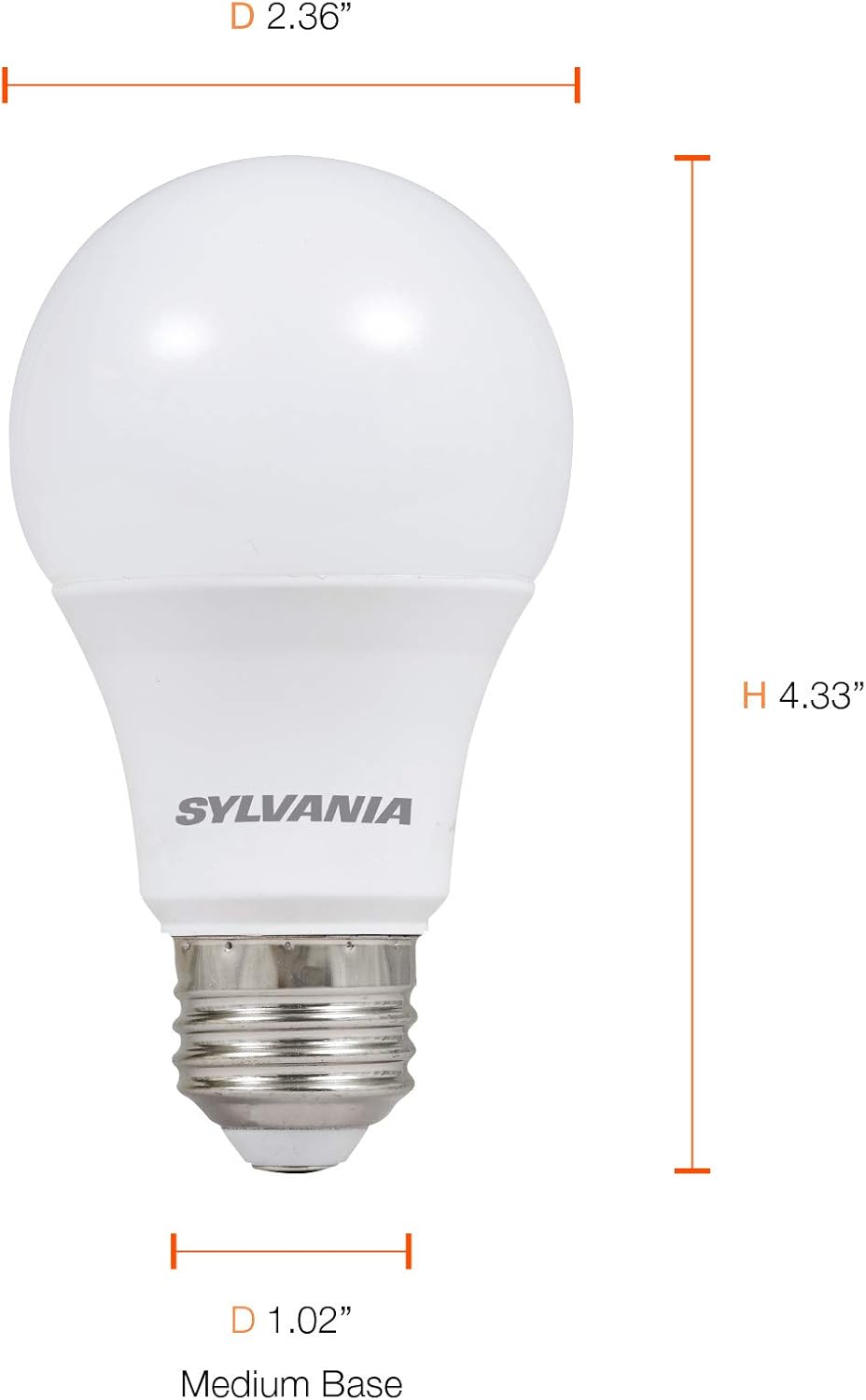 SYLVANIA LED A19 Light Bulb, 60W Equivalent, Efficient 8.5W, 10 Year, 2700K, 800 Lumens, Frosted, Soft White - 24 Pack (74765), Packaging may vary. ? ? ? ? ? - Image 6