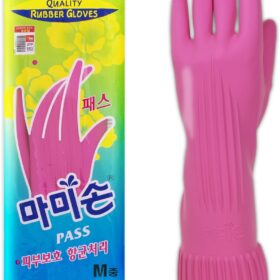 Kitchenware Mamison Quality Rubber Gloves Pink Size M, Waterproof Rubber Gloves 1 Pairs, Korean Home and Improvement Brand              