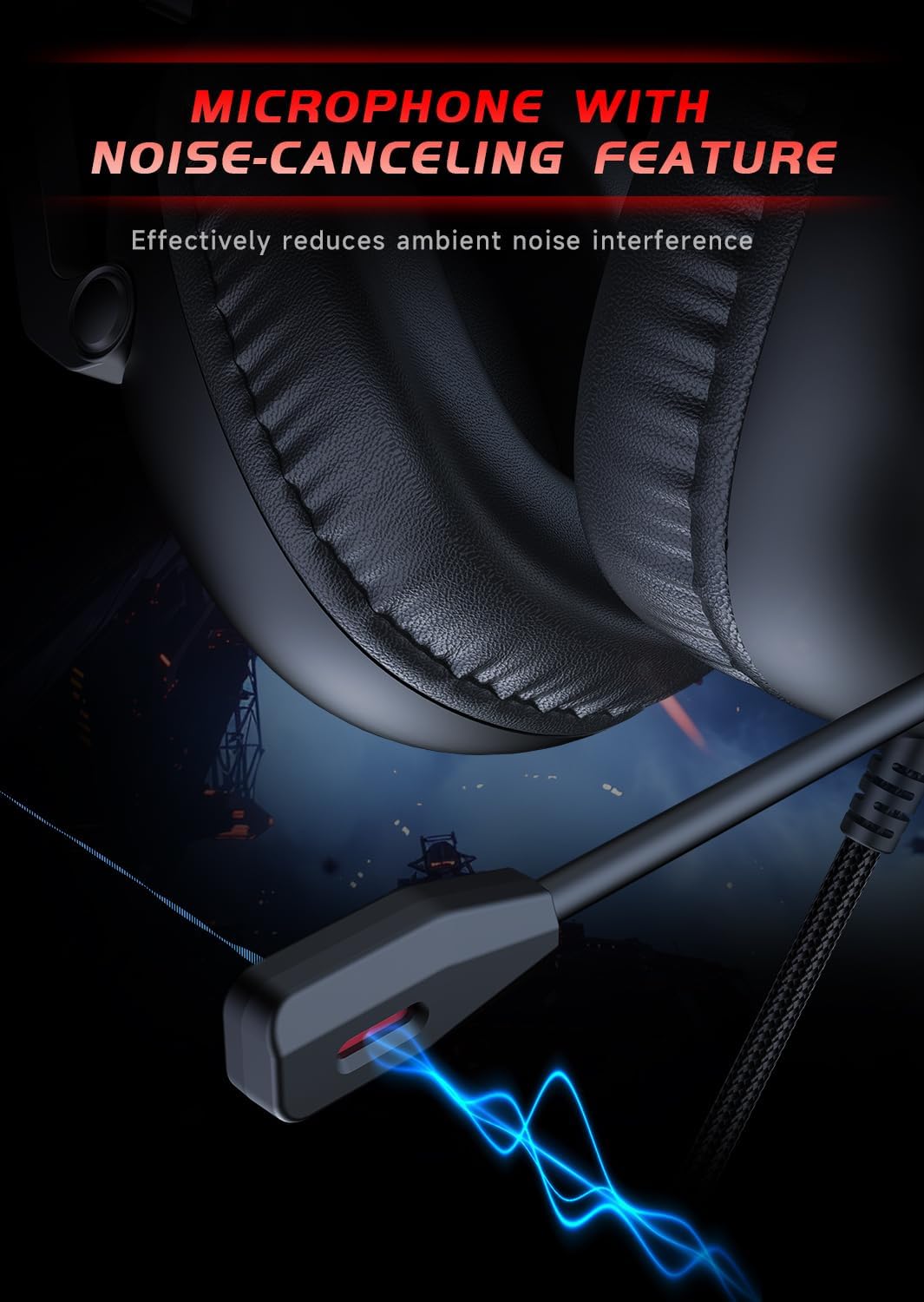 CM7007 Gaming Headset for Xbox Series X|S, Xbox, PS5, PS4, PC, Switch, Gaming Headphones with Noise Canceling Microphone, Folding Design, 50MM Dynamic Drivers, 3.5MM Audio Jack, Black Red - Image 5