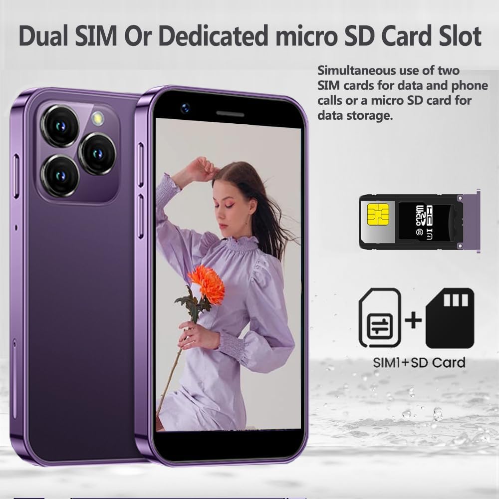 Mini Smartphone Students Quad Core Smallest Mobile Phone 3.0 Inch Unlocked Android Kids Cell Phones Dual Sim Card Cute Palm Child 3G Small Smartphone (Purple,2GB+16GB) ? ? ? ? ? - Image 2