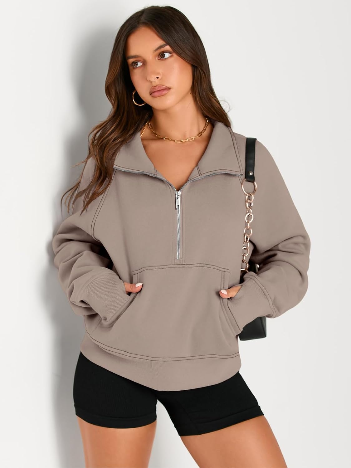 AUTOMET Womens Sweatshirts Half Zip Cropped Pullover Fleece Quarter Zipper Hoodies 2025 Fall Fashion Outfits Clothes ? ? ? ? ? - Image 3