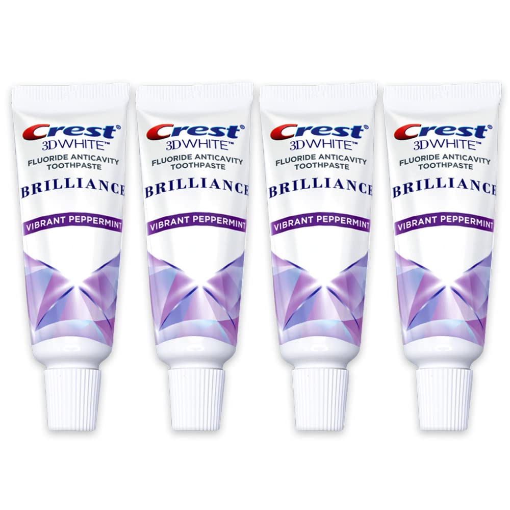 Crest 3D White Brilliance Toothpaste, Vibrant Peppermint, Travel Size 0.85 oz (24g) - Pack of 4 ? ? ? ? ?