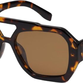 SOJOS Trendy Aviator Sunglasses for Womens Mens Polarized,Hexagonal Square Double Bridge Designer Inspired Sun Glasses SJ2288  