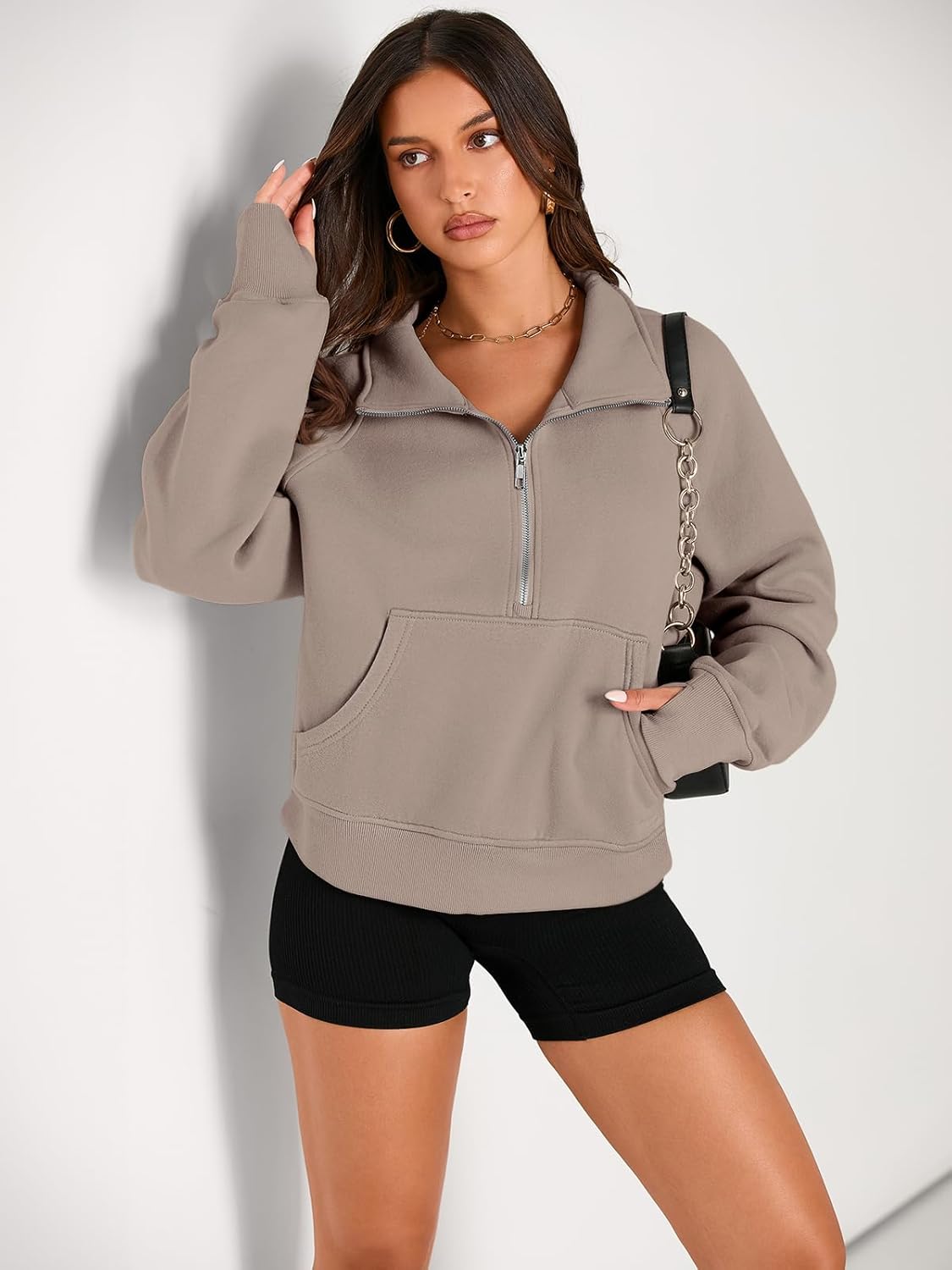 AUTOMET Womens Sweatshirts Half Zip Cropped Pullover Fleece Quarter Zipper Hoodies 2025 Fall Fashion Outfits Clothes ? ? ? ? ? - Image 2