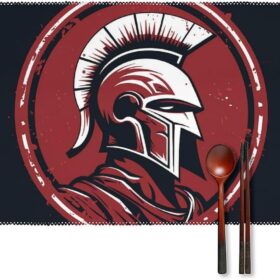 Place Mat Red Spartan Helmet Placemats Set of 6 Non-Slip Table Mats Heat Resistant Place Mats Washable Placemat for Kitchen Anti Slip Dining Table Place Mats ?   ?   ?  ?   ?