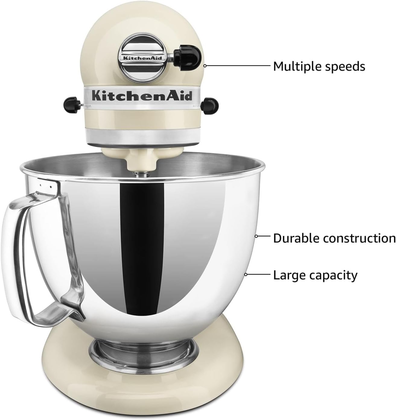 KitchenAid Artisan Series 5 Quart Tilt Head Stand Mixer with Pouring Shield KSM150PS, Almond Cream ? ? ? ? ? - Image 4