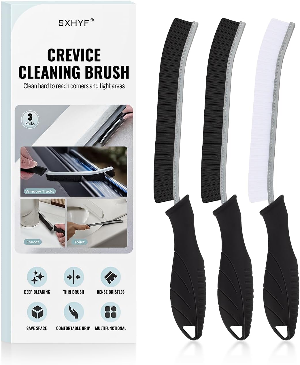 SXhyf Cleaning Brush - Hard Bristle Crevice Cleaning Brush, Multifunctional Gap Scrub Brush, Home Essentials, Bathroom Cleaner Tools for Household Use, Kitchen, Window, Faucets, Toilet, Grout, Car ? ? ? ? ?