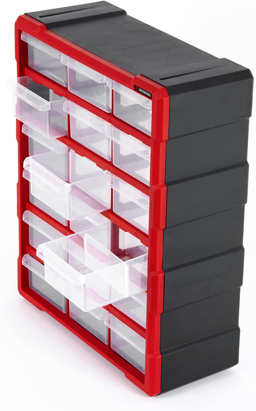 INTERTOOL Storage Organizer, 18 Removeable Compartment Drawers, Small Parts, Hardware, Tools, Lego Sorting, Arts and Beads, Garage Organization Toolbox Container, 18.5? x 15? x 6.5? BX08-4019 - Image 6