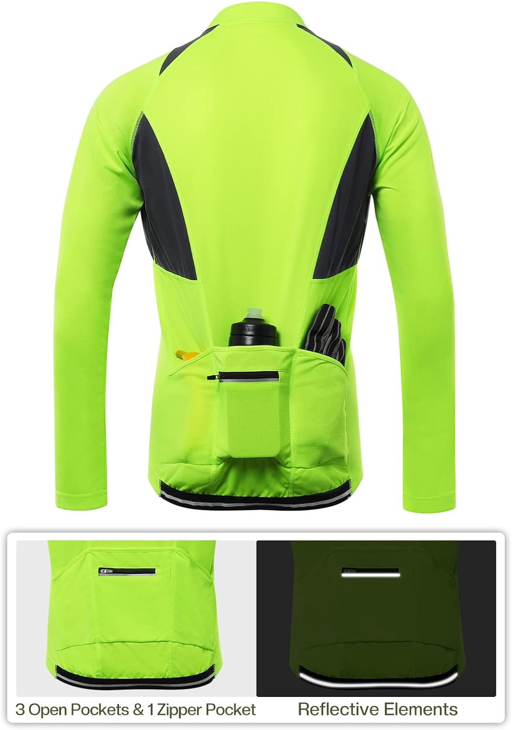 ARSUXEO Men's Half Zipper Cycling Jerseys Long Sleeves Mountain Bike Shirts 6031 ? ? ? ? ? - Image 4