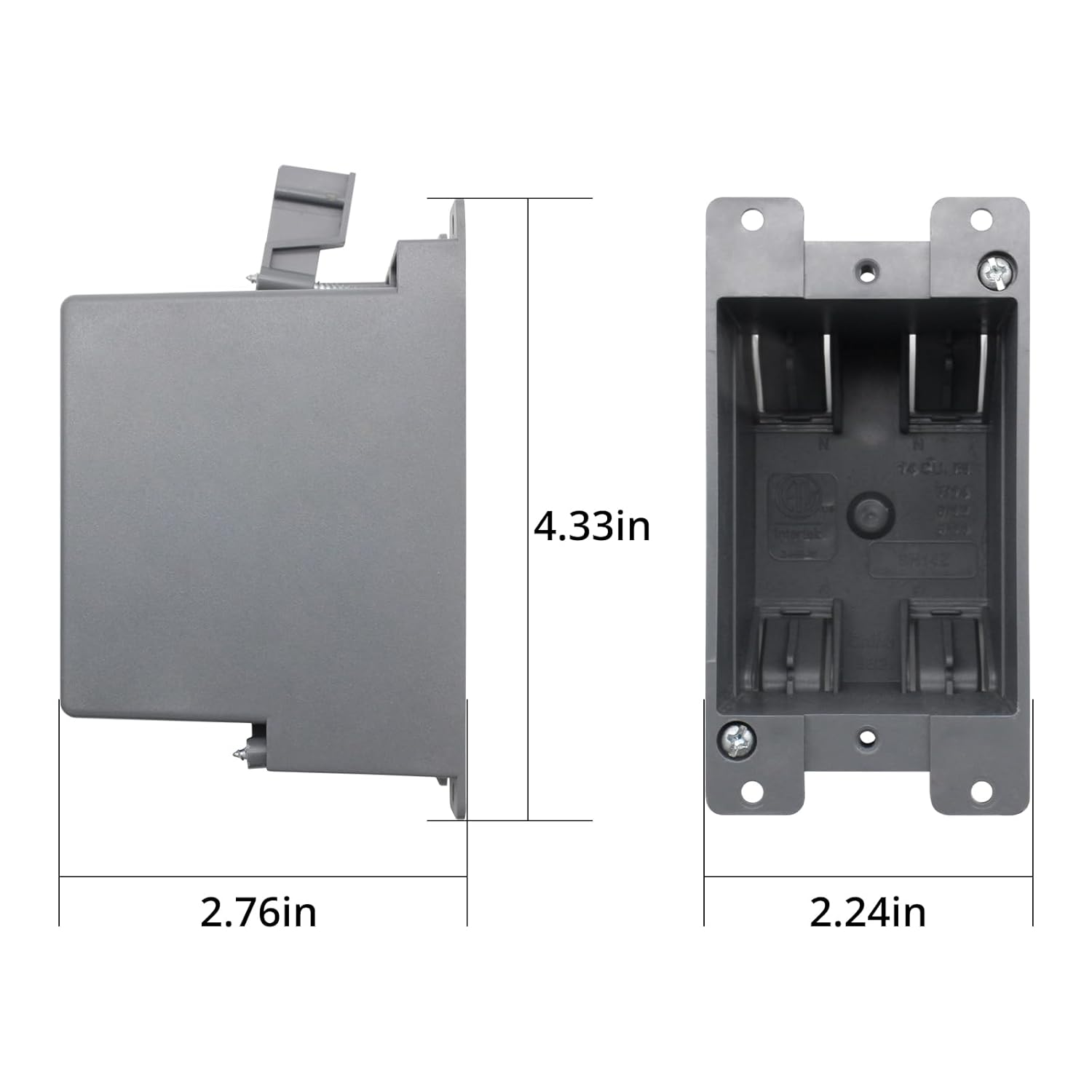 1 Gang Outlet Box,14cu Inch Old Work Box,Plastic Junction Box,ETL Listed and 2 Hours Fire Certification, for Home Improvement (6 Pack) ? ? ? ? ? - Image 4