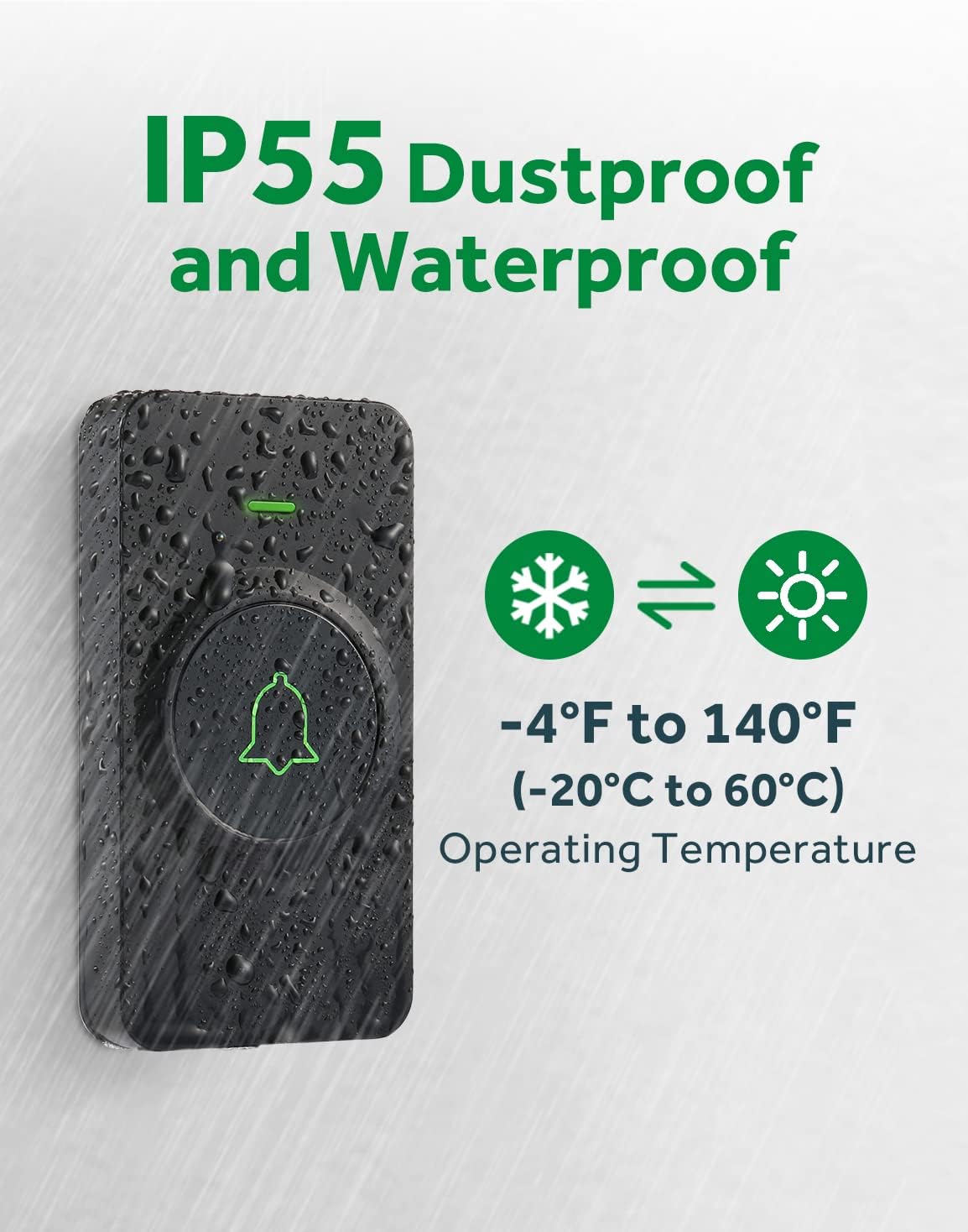 AVANTEK Wireless Door Bell, Mini CB-11 Waterproof Doorbell Chime Operating at 1000 Feet with 52 Melodies, 5 Volume Levels & LED Flash ? ? ? ? ? - Image 3