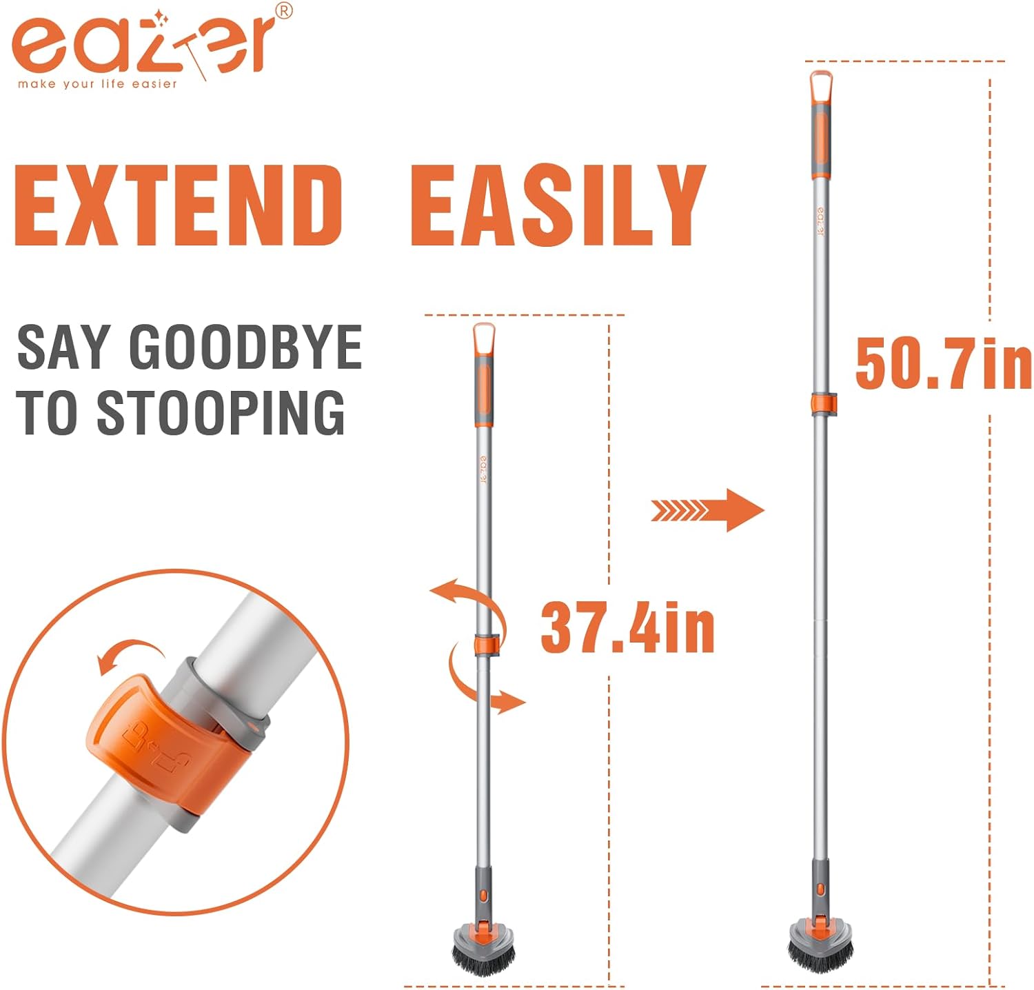 eazer 4-in-1 Long-Handled Tub Scrubber-Versatile Bathroom Cleaning Brush with Shower Scrubber-Ideal Shower Cleaner Brush for Efficient Cleaning-Long Handle Scrub Brush for Shower, Tub, and Bathroom ? ? ? ? ? - Image 5