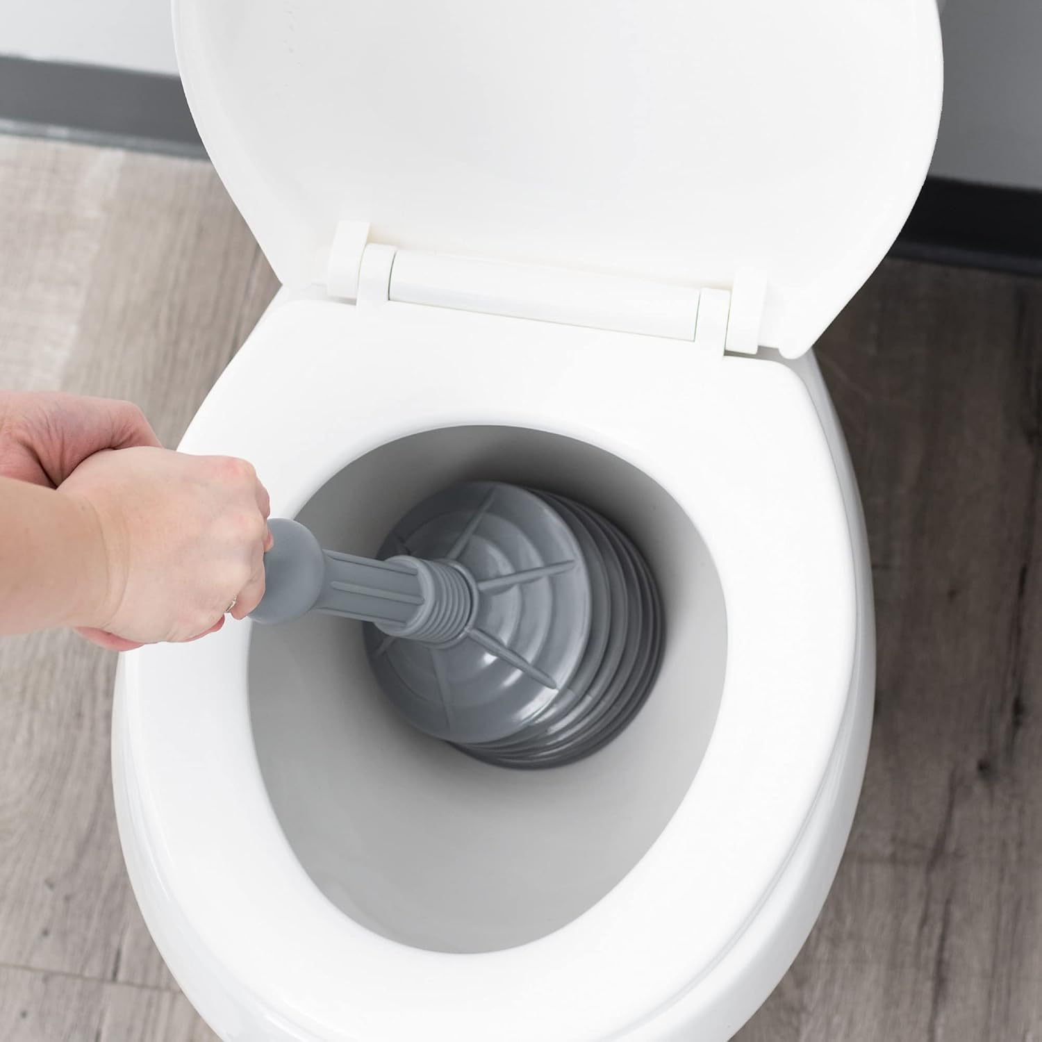 JS Jackson Supplies Grey Bellows Accordion Toilet Plunger with Black Storage Tray ? ? ? ? ? - Image 4
