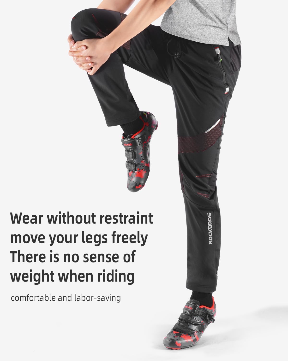 ROCKBROS Winter Cycling Pants Warm Ergonomics Men's Windproof Thermal Bicycling Pants Black ? ? ? ? ? - Image 6