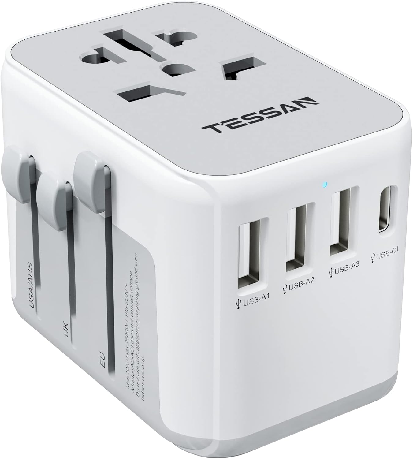 TESSAN Universal Travel Adapter, International Power Adapter with 4 USB Ports (1 USB C), Worldwide Plug Adaptor Wall Charger for USA to Europe UK France Germany Spain Ireland Australia(Type C/G/A/I) ? ? ? ? ?