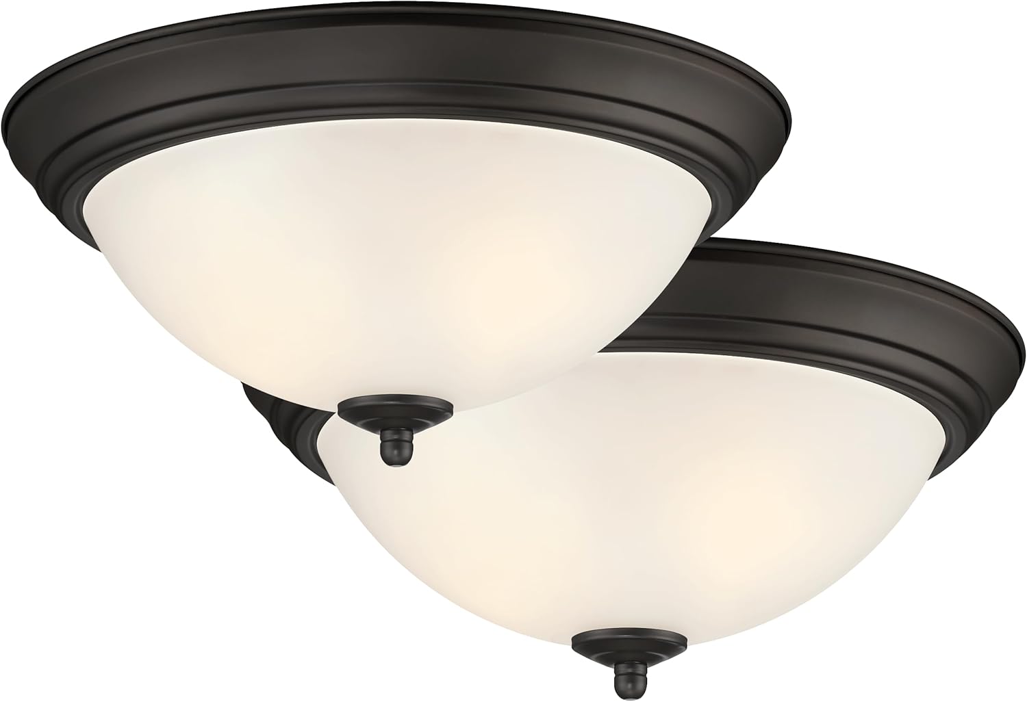 DESIGNERS FOUNTAIN Flush Mount Ceiling Light, 2-Pack, 13 Inch LED Frosted Glass Lighting Fixture for Kitchen, Bedroom, Bathroom, and Hallway, Oil Rubbed Bronze, D333M-13FM-ORB2