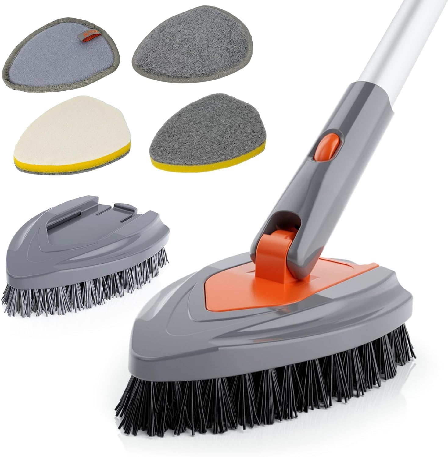 eazer 4-in-1 Long-Handled Tub Scrubber-Versatile Bathroom Cleaning Brush with Shower Scrubber-Ideal Shower Cleaner Brush for Efficient Cleaning-Long Handle Scrub Brush for Shower, Tub, and Bathroom ? ? ? ? ?