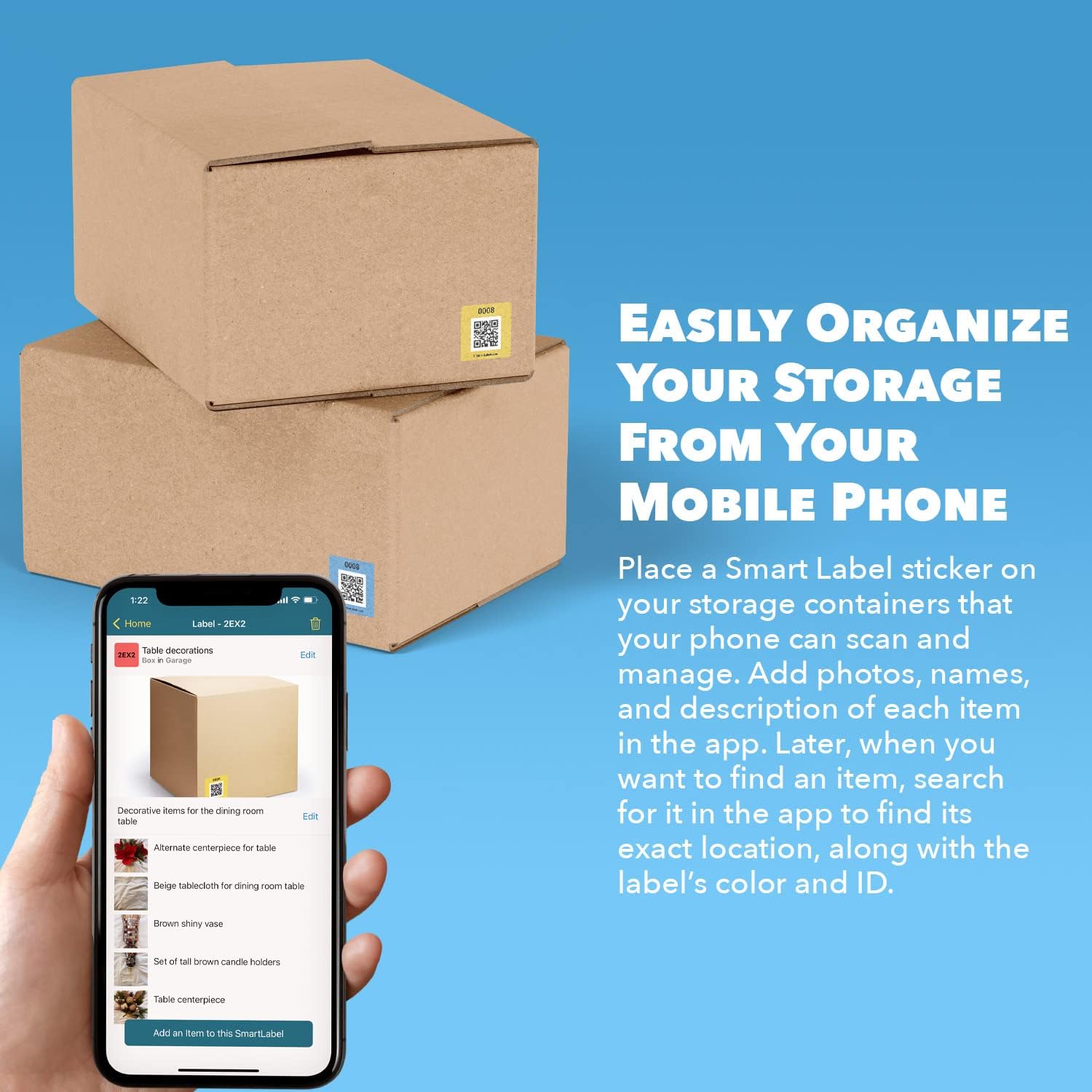 QR Code Smart Labels | Color Coded Scannable Stickers for Storage Bins, Moving Containers & Organization | Pack and Track Inventory on iOS & Android App | Pack of 48 (Original) ? ? ? ? ? - Image 2