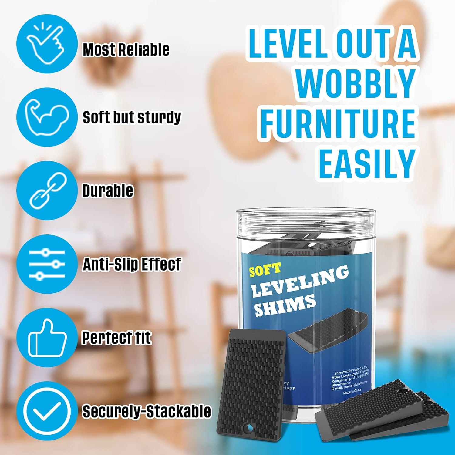 Furniture Levelers, 32 Piece Jar, Rubber Shims for Leveling, Black Wedge for Table Toilet Refrigerator Piano, Small Shims for Home Improvement and Work, Cuttable and Stackable ? ? ? ? ? - Image 5