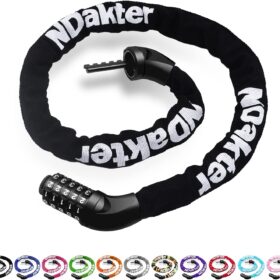 NDakter Bike Chain Lock, 5 Digit Combination Heavy Duty Anti Theft Bicycle Chain Lock,3.2/4.27/5/6Ft Long Security Resettable Bike Locks for Bike, Bicycle, Scooter, Door, Gate, Fence - 4/6mm Thick ?   ?   ?  ?   ?