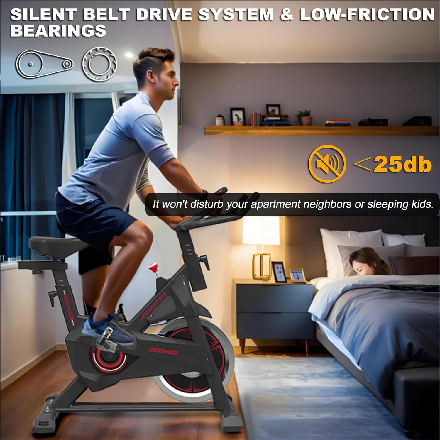 Exercise Bike, Exercise Bike for Home, Stationary Indoor Cycling Bike Cardio Gym with pad Holder and LCD Monitor,Silent Belt Drive & 35 LBS Flywheel ? ? ? ? ? - Image 5