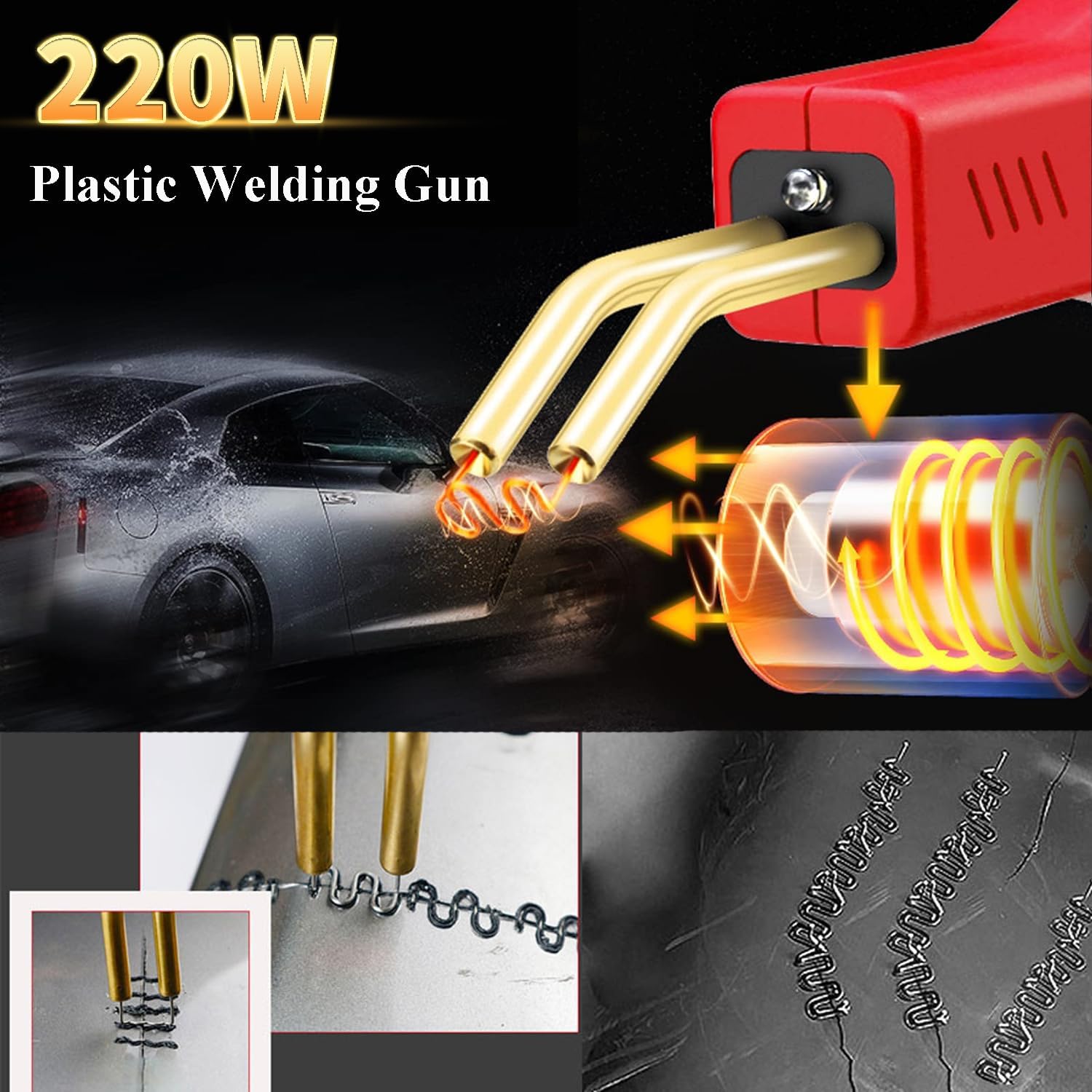 Upgraded 220W Plastic Welder, 2 in 1 Plastic Welding Kit Plastic Repair Welder Kit 1000PCS Hot Stapler Soldering Gun with 100PCS Plastic Welding Rods Car Bumper Repair Kit for Most Plastic Repair - Image 6