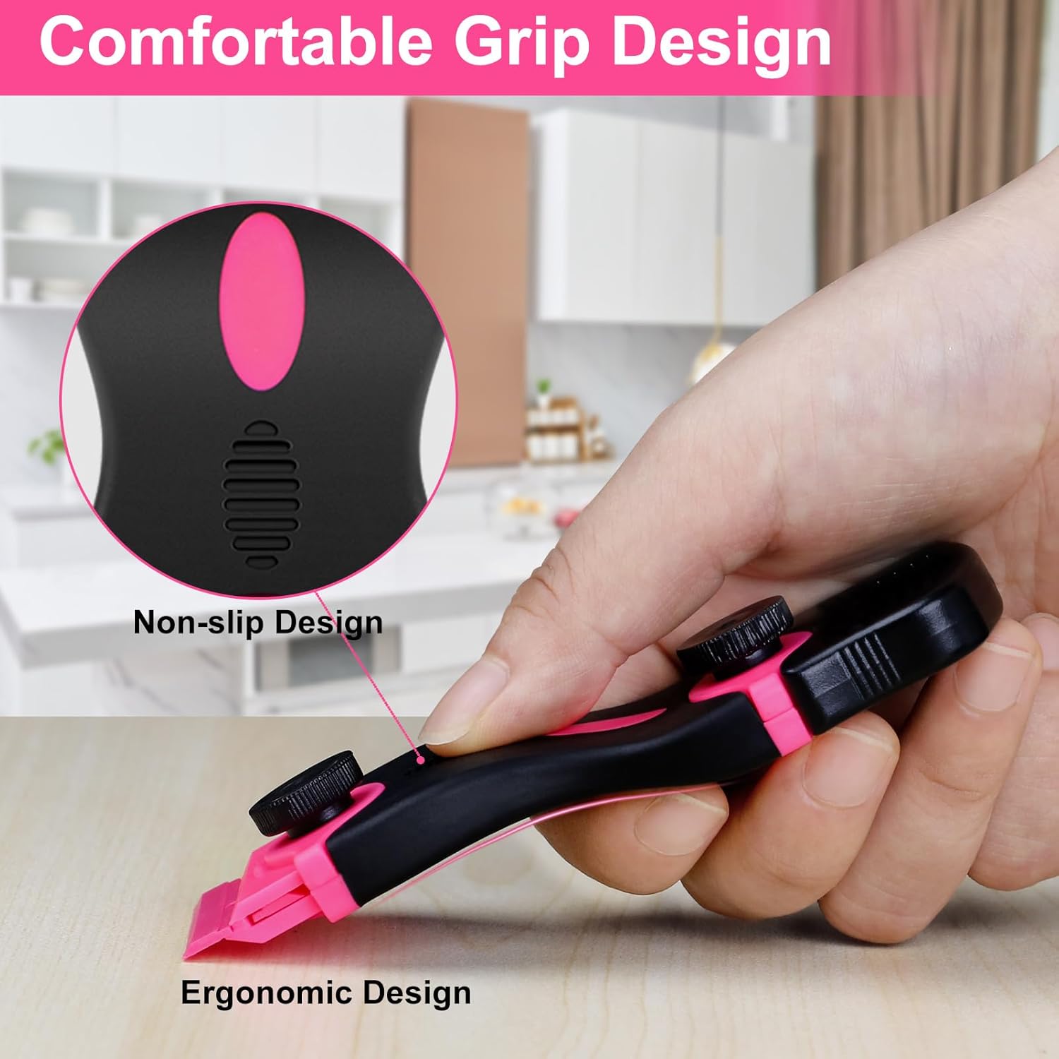 THINKWORK Razor Blade Scraper - Pink Razor Scraper Gift for Women, 2-in-1 Scraper Tool Set with 20Pcs Razor Blades for Removing Window Labels, Decals, Stickers, Glass Stove Top (2 Pack) ? ? ? ? ? - Image 6