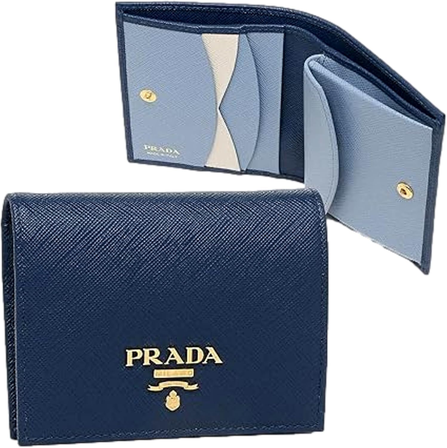 Prada Womens Saffiano Multi-Color Folding Wallet Bluette and Astrale ? ? ? ? ? - Image 6