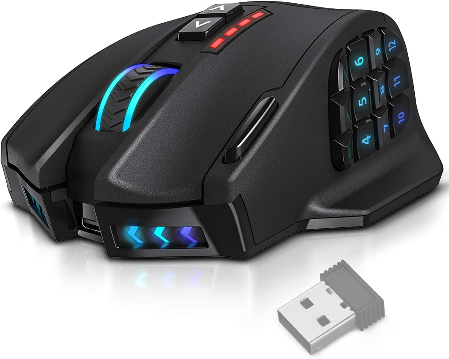 UtechSmart Venus Pro RGB Wireless MMO Gaming Mouse, 16,000 DPI Optical Sensor, 2.4 GHz Transmission Technology, Ergonomic Design, 16M Chroma RGB Lighting, 16 programmable Buttons, Up to 70 Hours ? ? ? ? ?