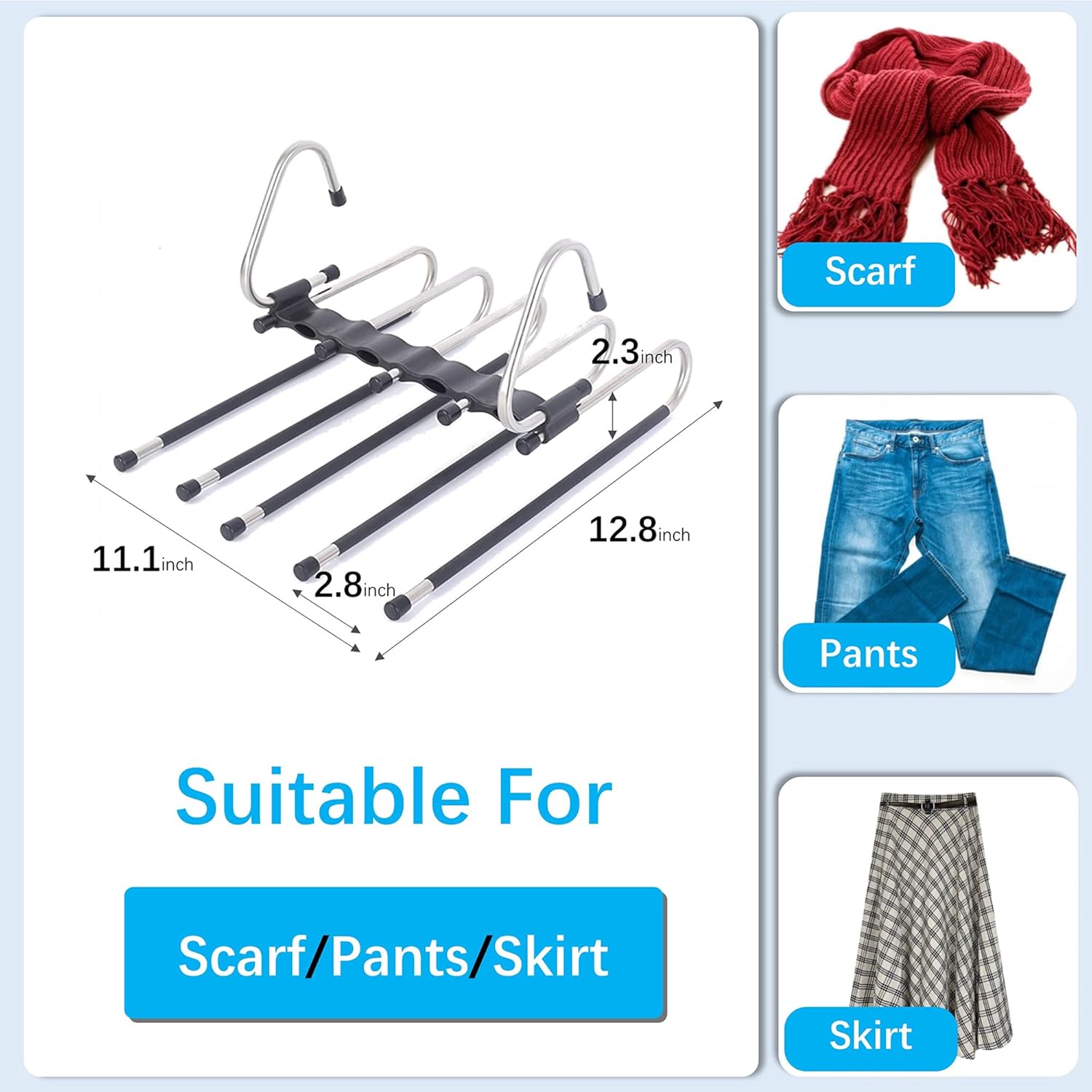 Magic Pants Hangers Space Saving - 2 Pack for Closet Multiple Layers Multifunctional Uses Rack Organizer for Trousers Scarves Slack (2 Pack with 10 Metal Clips) ? ? ? ? ? - Image 6