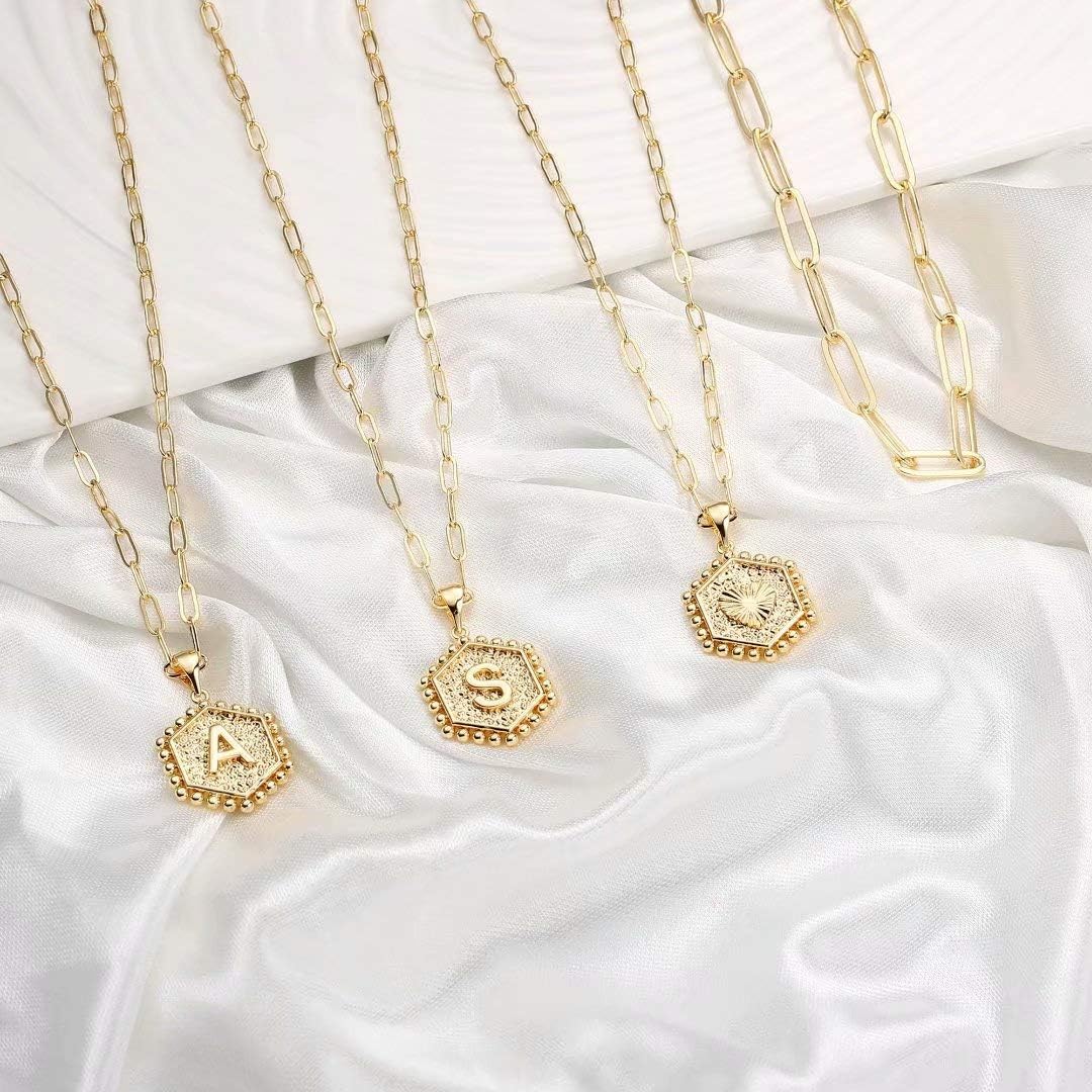 M MOOHAM Dainty Gold Necklace for Women - 14K Solid Gold Over Layering Necklaces for Women Cute Hexagon Letter Initial Necklaces for Women Gold Layered Necklaces for Women Jewelry Gifts ? ? ? ? ? - Image 6