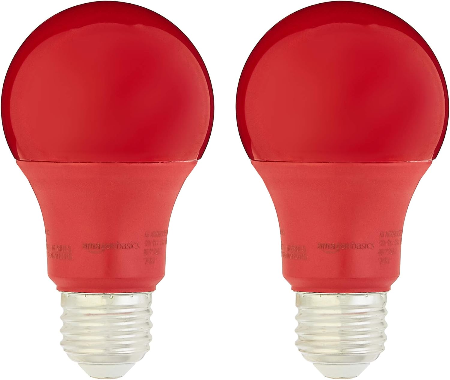 Amazon Basics A19 Red Color Party LED Light Bulbs, 60 Watt Equivalent, Energy Efficient 9W, E26 Standard Base, Non-Dimmable, 10,000 Hour Lifetime, 2-Pack - Image 4