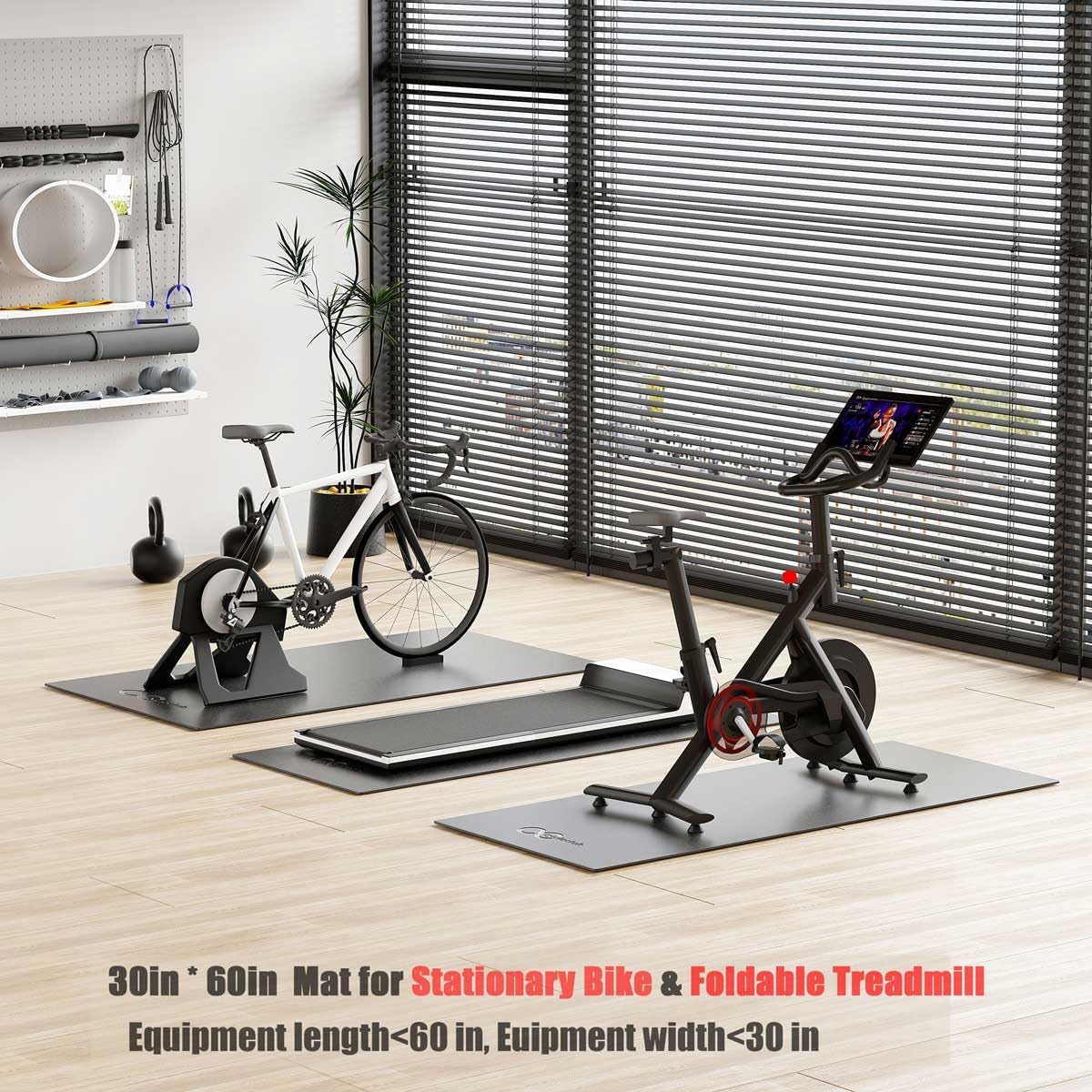 Bike Mat Compatible with Peloton Bike Elliptical Treadmill Mat, 6mm Thick, Under Exercise Bike Trainer Mat Pad for Stationary Indoor Spin Bike,Hardwood Floor Carpet Black Gym Equipment Mat ? ? ? ? ? - Image 2