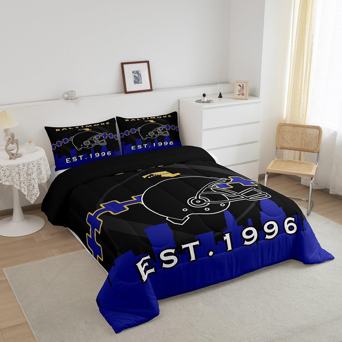 Erosebridal Football Bedding Set Twin Size for Kids,Boy Football Fans Comforter for Adult,Sports Themed Comforter Sets,Ball Game Duvet Insert with 1 Pillowcase Lightweight Warm(Baltimore) - Image 5